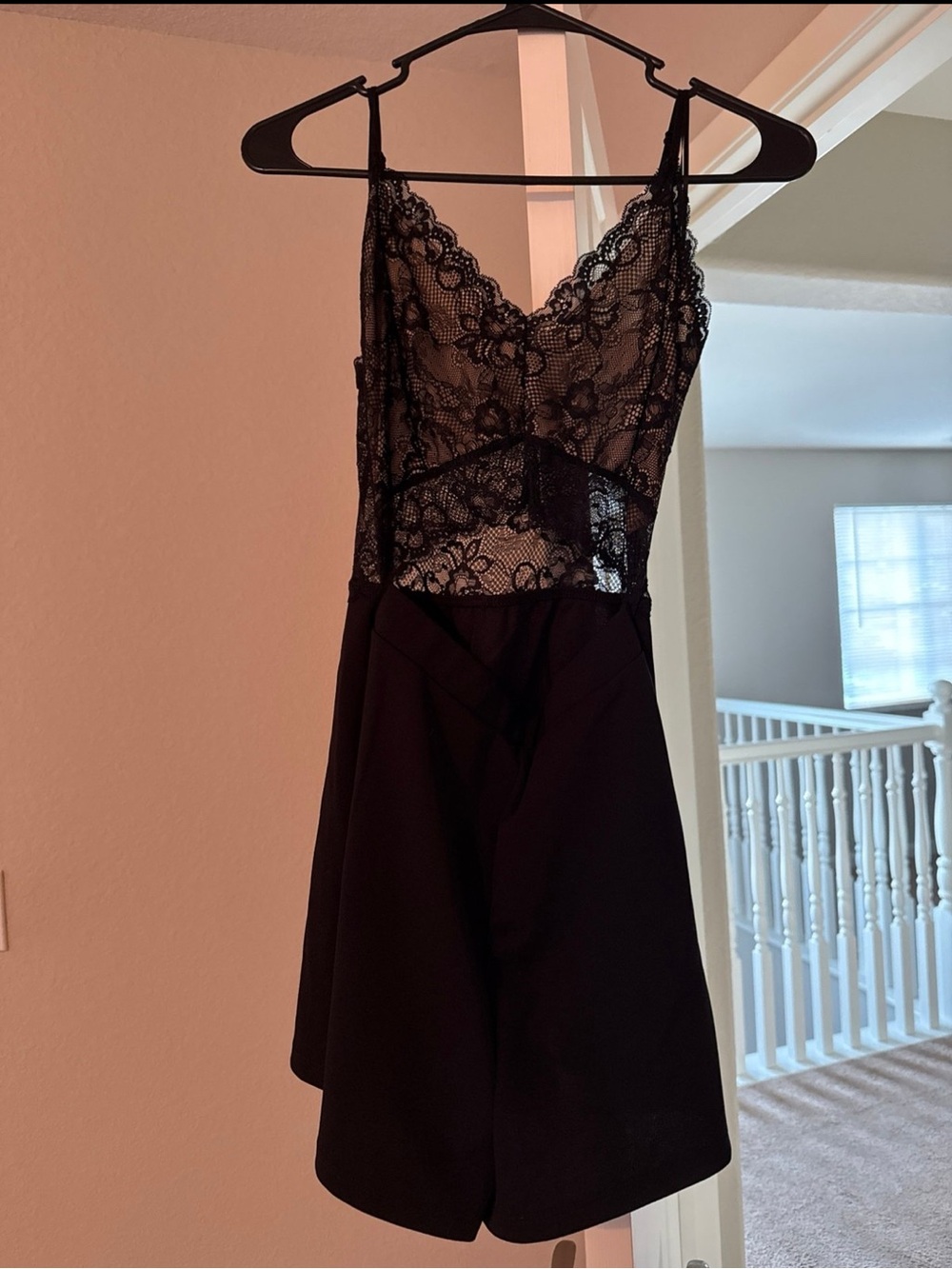 Windsor Black Lace Romper with Sheer Bodice
